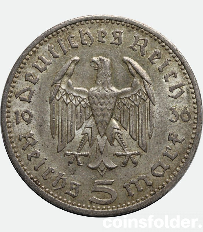Germany Third Reich 1936 A 5 reichsmark
