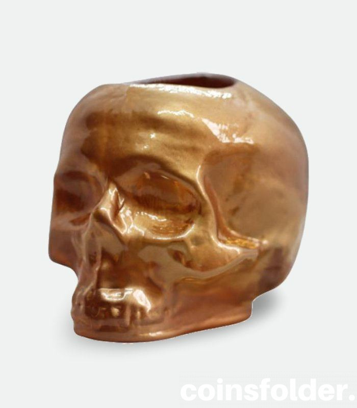 Kosta Boda Still Life Skull Copper Candle Holde Crystal Glass
