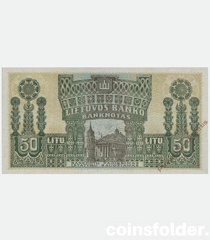 Lithuania 5Extremely rare Lithuania 50 Litu 1922 SPECIMEN banknote with red overprint Gem UNC 65 20 Litu 1922 SPECIMEN with red overprint Gem UNC 65