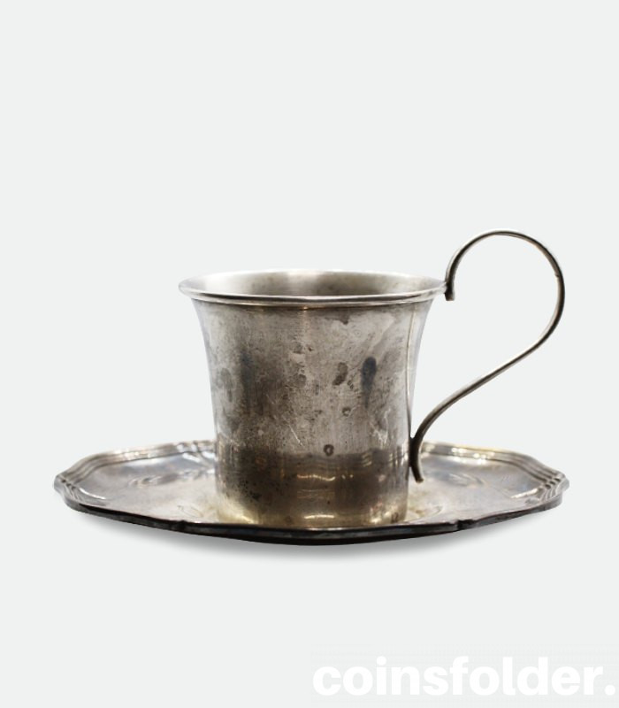 Antique Silver plated Cup with Saucer