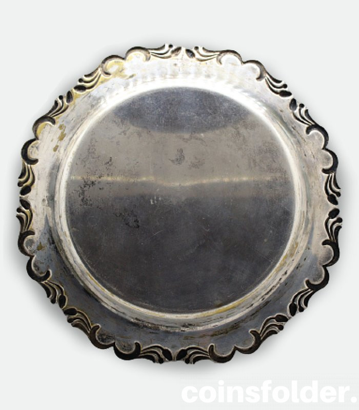 Antique silver plated plate with monogram