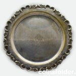 Antique silver plated plate with monogram