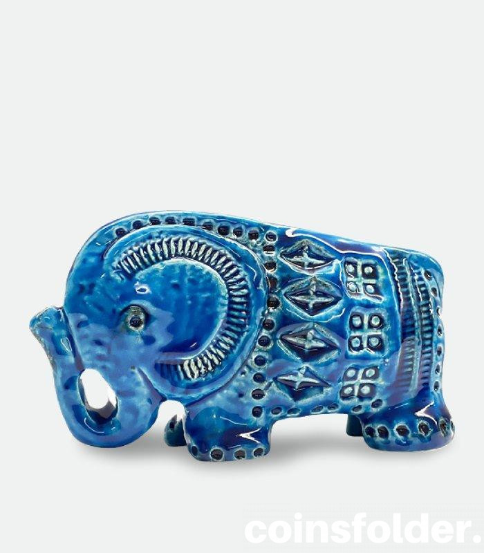 Bitossi figurine Elephant Rimini Blu Aldo Londi Italy