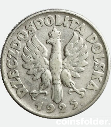 2 zlote dot after date 1925 Poland silver coin
