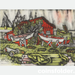 VYTAUTAS KASIULIS. Composition with boats, color lithograph, signed Kasiulis