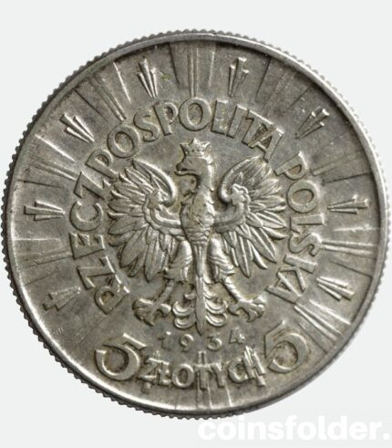 Poland silver coins- 5 Zlotych, 1934 Jozef Pilsudski