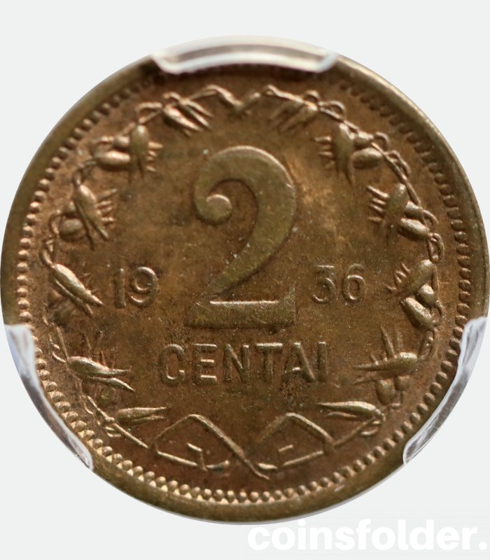 lithuania 2 cents centai 1936