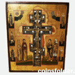 russia large icon with bronze cross