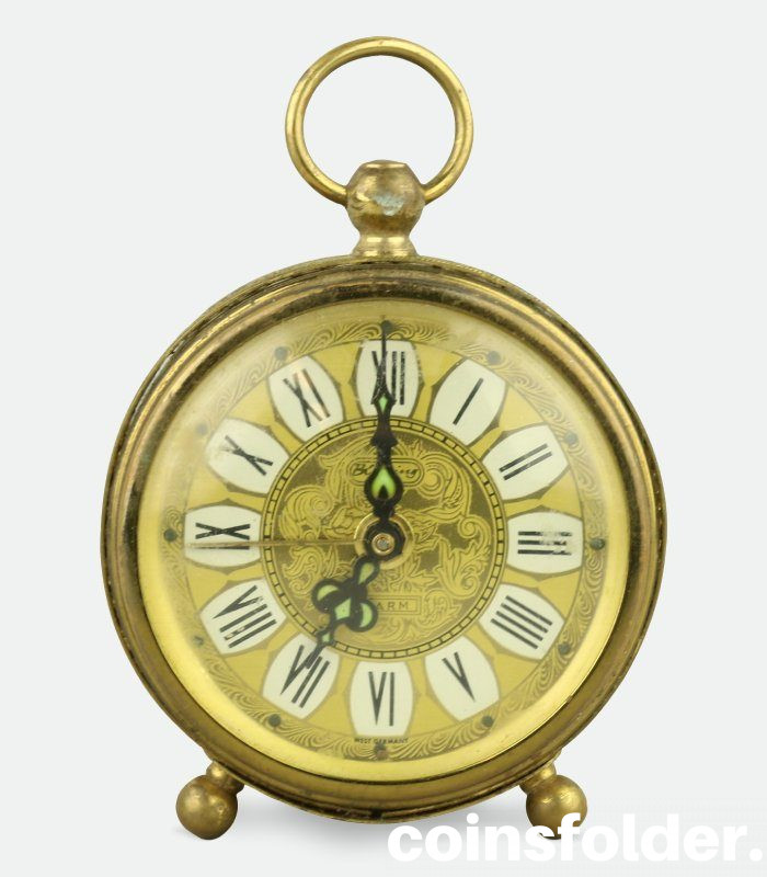 Vintage Wester Germany Blessing Golden Wind Up Alarm Clock
