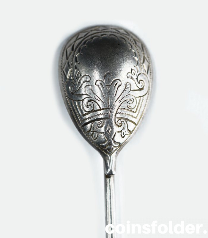 Antique Russian sterling silver teaspoon late 19th