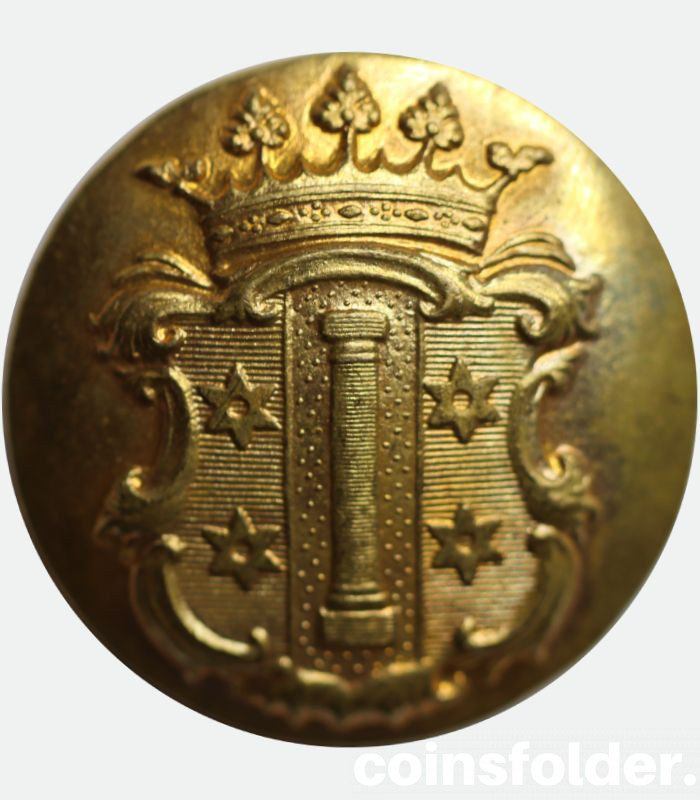 Livery Button in gold color with the family coat of arms of Ridderstolpe gold