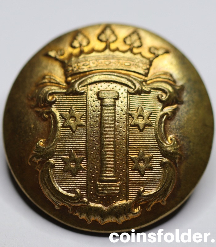 Livery Button in gold color with the family coat of arms of Ridderstolpe gold
