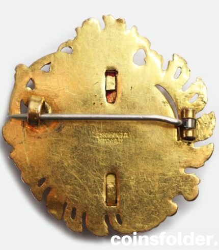 Ornate Sweden Coat of Arms Crest Pin Brooch
