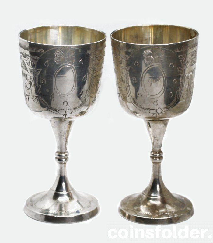 Antique English EPNS wine glasses late 19th century