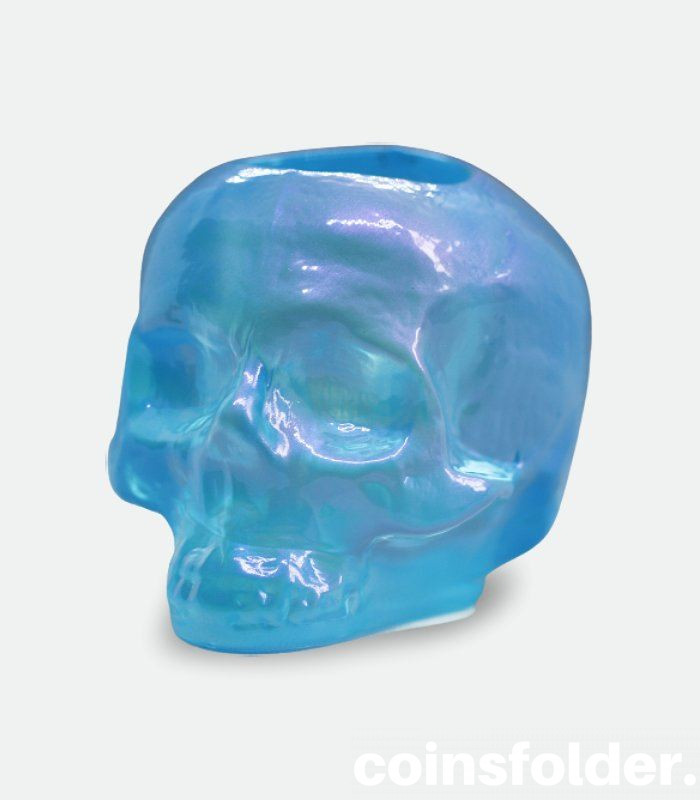 Kosta Boda Still Life Skull Light Blue Candle Holde