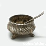Antique Sterling Silver Salt Cellar with silver spoon