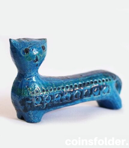 Aldo Londi Bitossi Rimini Blu Italian Ceramic Cat figurine