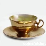 Vintage Royal Winton Grimwades Fruits Gold Cup & Saucer Artist Signed
