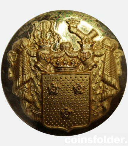gilded livery button with the family coat of arms of von rosen