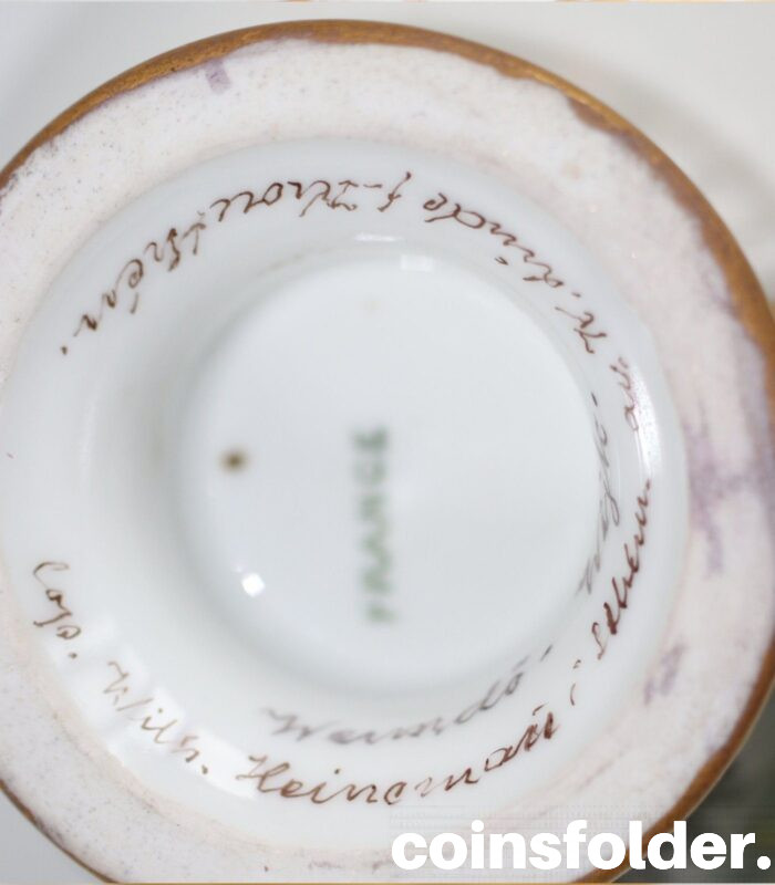 Antique France Paris Porcelai Large Cup and Saucer, Hand painted Landscape XIXc