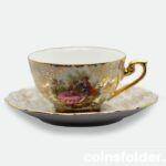 Antique Hlottenhof Bavaria Germany Porcelain Cup and Saucer 1928