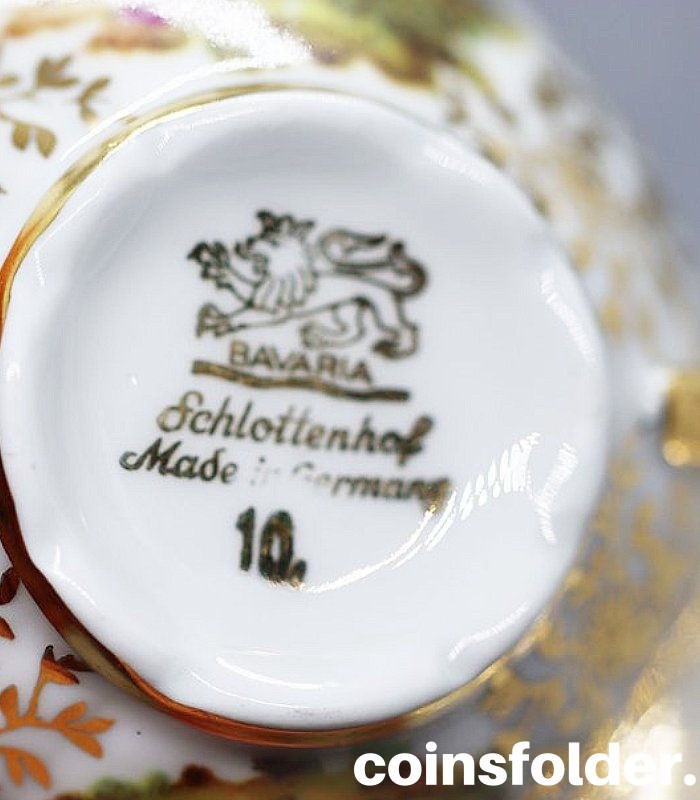 Antique Hlottenhof Bavaria Germany Porcelain Cup and Saucer 1928