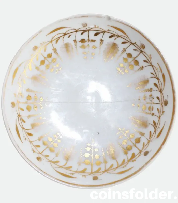 Antique Imperial Gilded Porcelain Bone China Cup and Saucer 1800s