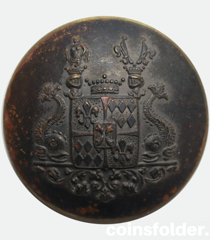 Black Livery Button with the Coat of Arms / Family Crest of Sack