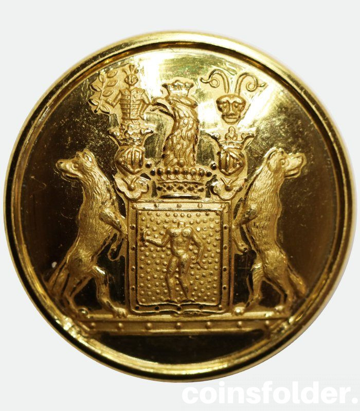 Gilded Livery Button with the Coat of Arms / Family Crest of Troll