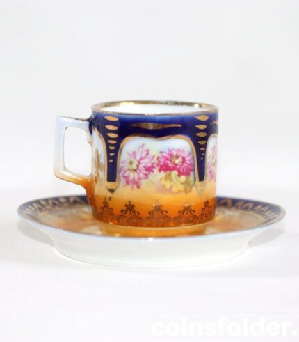 Royal Vienna Porcelain Demitasse Cup and Saucer Beehive Mark 1900's