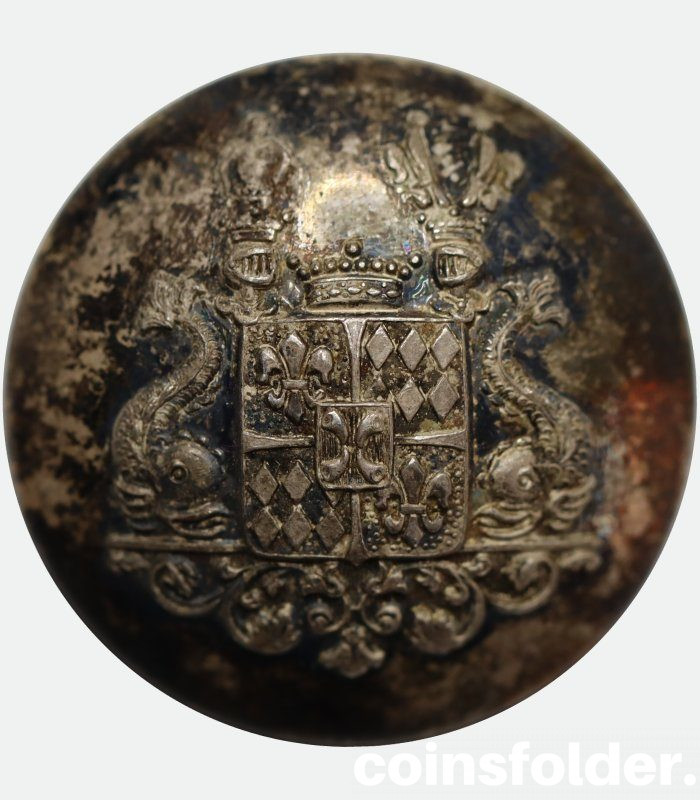 Silver Livery Button with the Coat of Arms / Family Crest of Sack