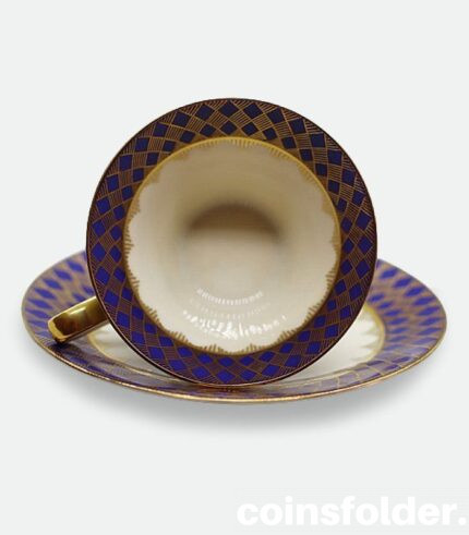 Vintage Germany J. Seltmann Bavaria Porcelain Blue Cup and Saucer 1949-1955