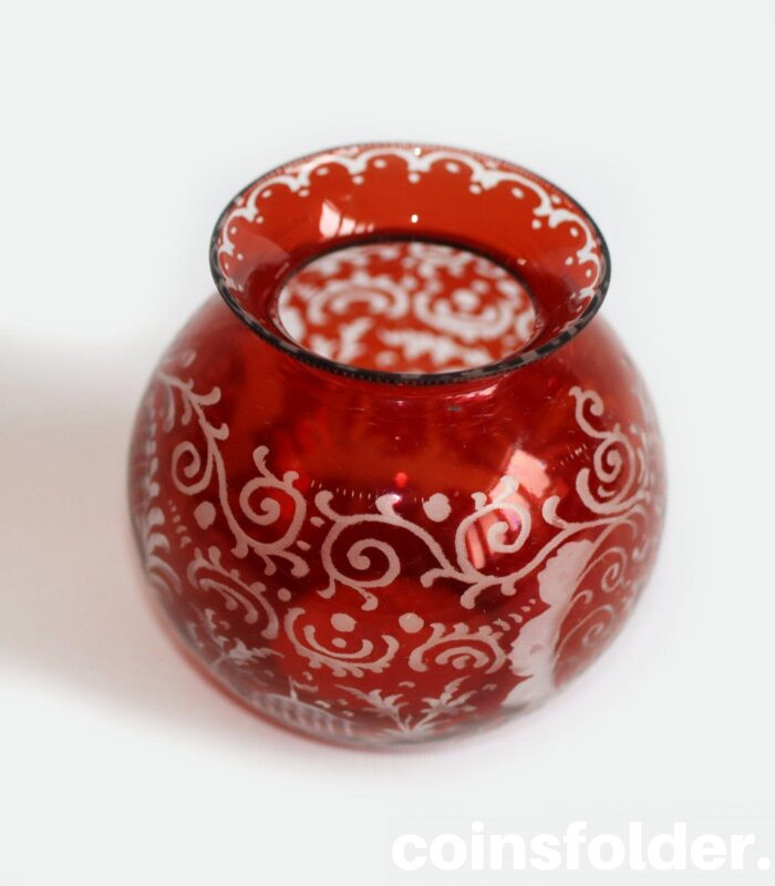 Antique Egermann Bohemian Czech Ruby Cut to Clear Vase