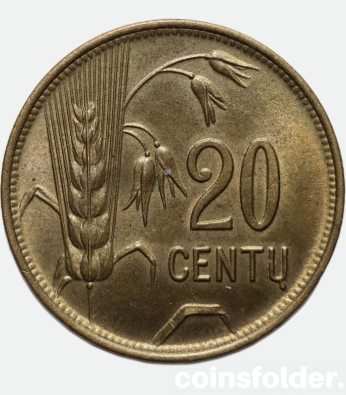 Lithuania 20 Cents 1925, BU