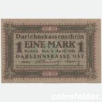 UNC 1918 1 Mark, OST Kowno, Germany - Lithuania