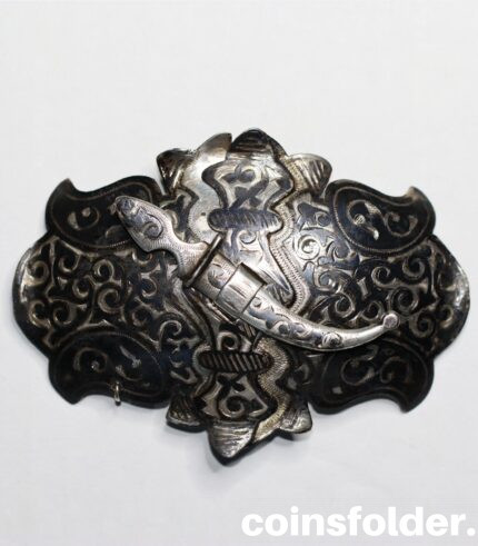 Antique Imperial Russian Silver Cossack Belt Sash Buckle
