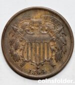1864 2 cents, Large Motto, die crack