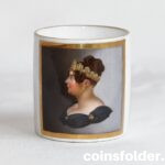 Antique Hand Painted Porcelain Cup with Nobel Woman profile portrait XIXc.