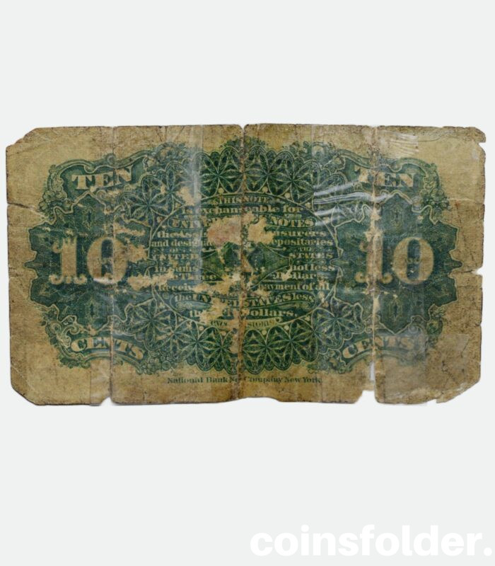 1863 USA 10 Cents Fractional Currency, Poor