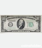1934 D USA 10 Dollar Federal Reserve Note, Green Seal, XF