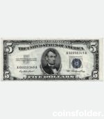 1953 USA 5 Dollar Silver Certificate, BLUE Seal