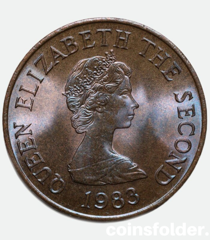 1983 2 Pence, Bailiwick of Jersey, Blue Luster, BU