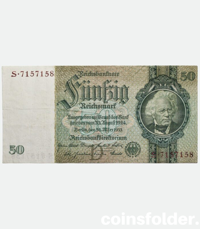 50 Reichsmark 1933, Germany, XF