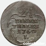 German States SAXONY - 1/24 Thaler, 1760 L
