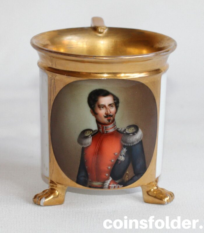 Antique Porcelain Cup, Portrait of Oscar I king of Sweden & Norway