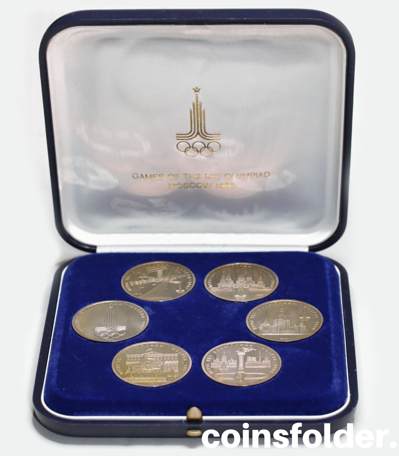 SET of 1977-1980 USSR 6 coins with original box, Moscow Olympic Games, PROOF LIKE