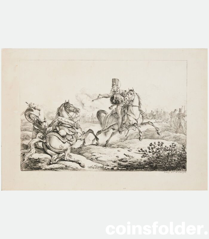 Carle Vernet "Hussar killing a Cuirassier" lithography