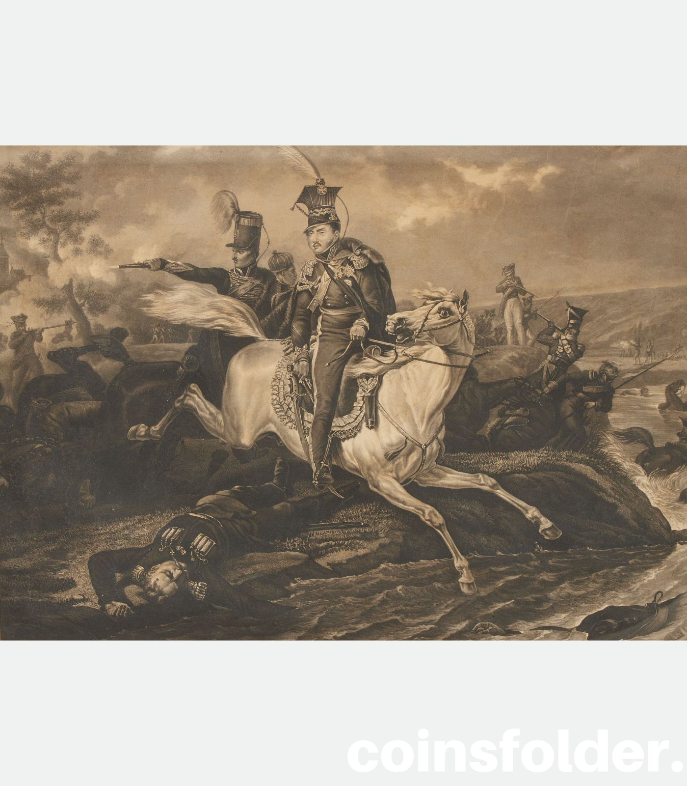 Philibert Louis Debucourt Mort du Prince Joseph Poniatowski en traversant l'Elster le 19 Octobre 1813