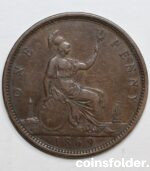 Very Rare 1 penny of 1869 year in XF condition