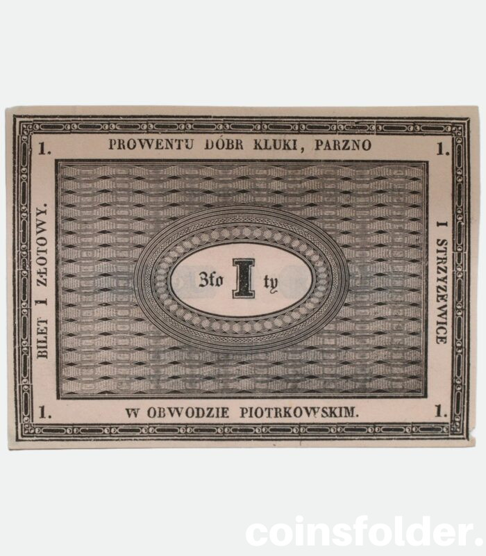 Very Rare Bon 1 Zloty, Poland 1810-1820